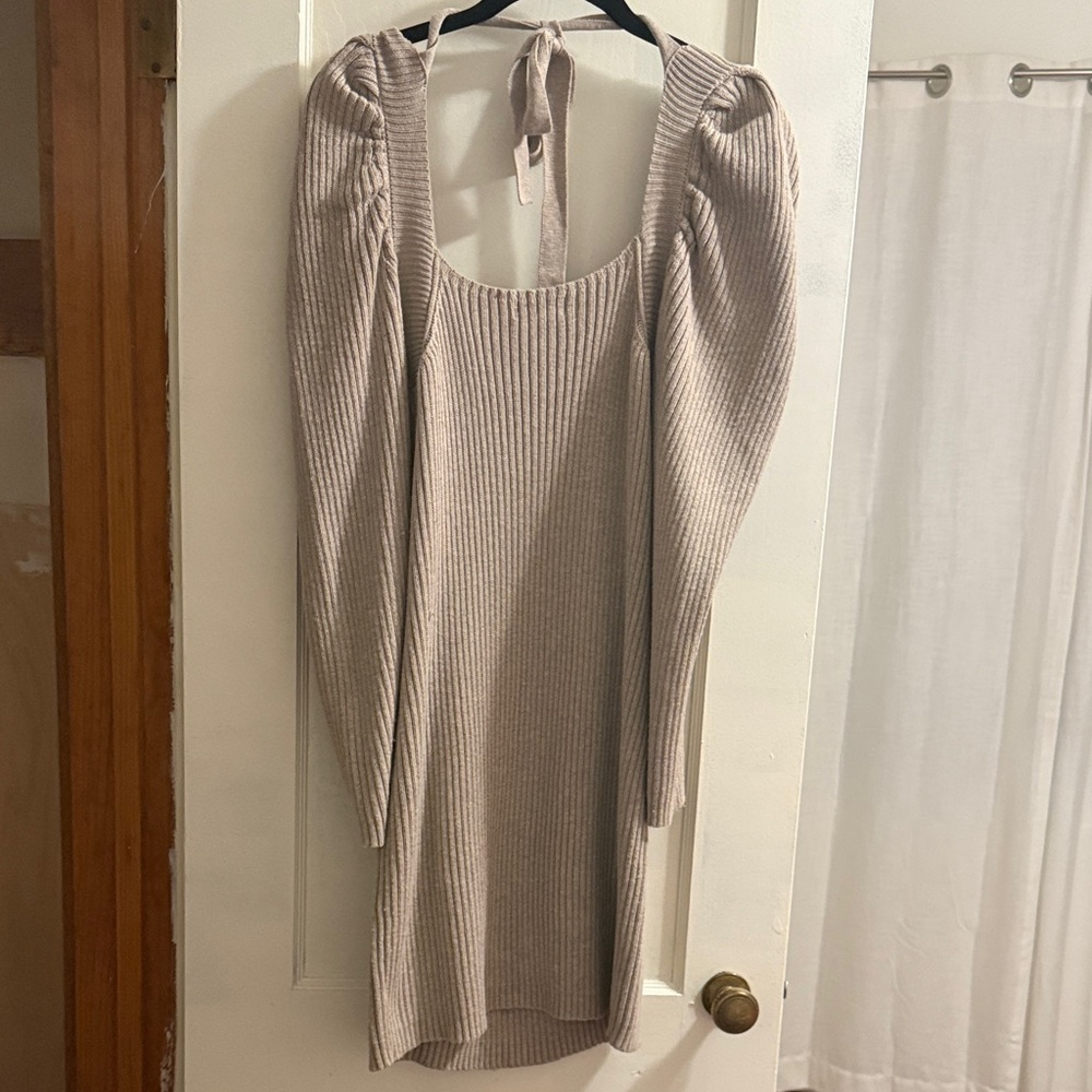 Promesa Long Sleeve Ribbed Dress in Cream